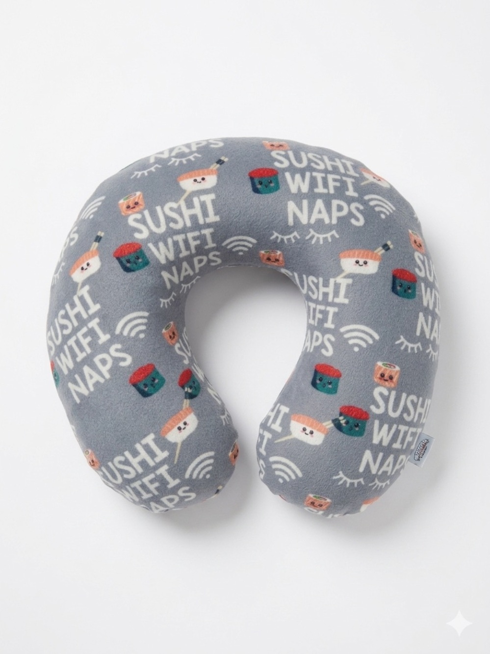 Grey 'Sushi Wifi Naps' Neck Pillow